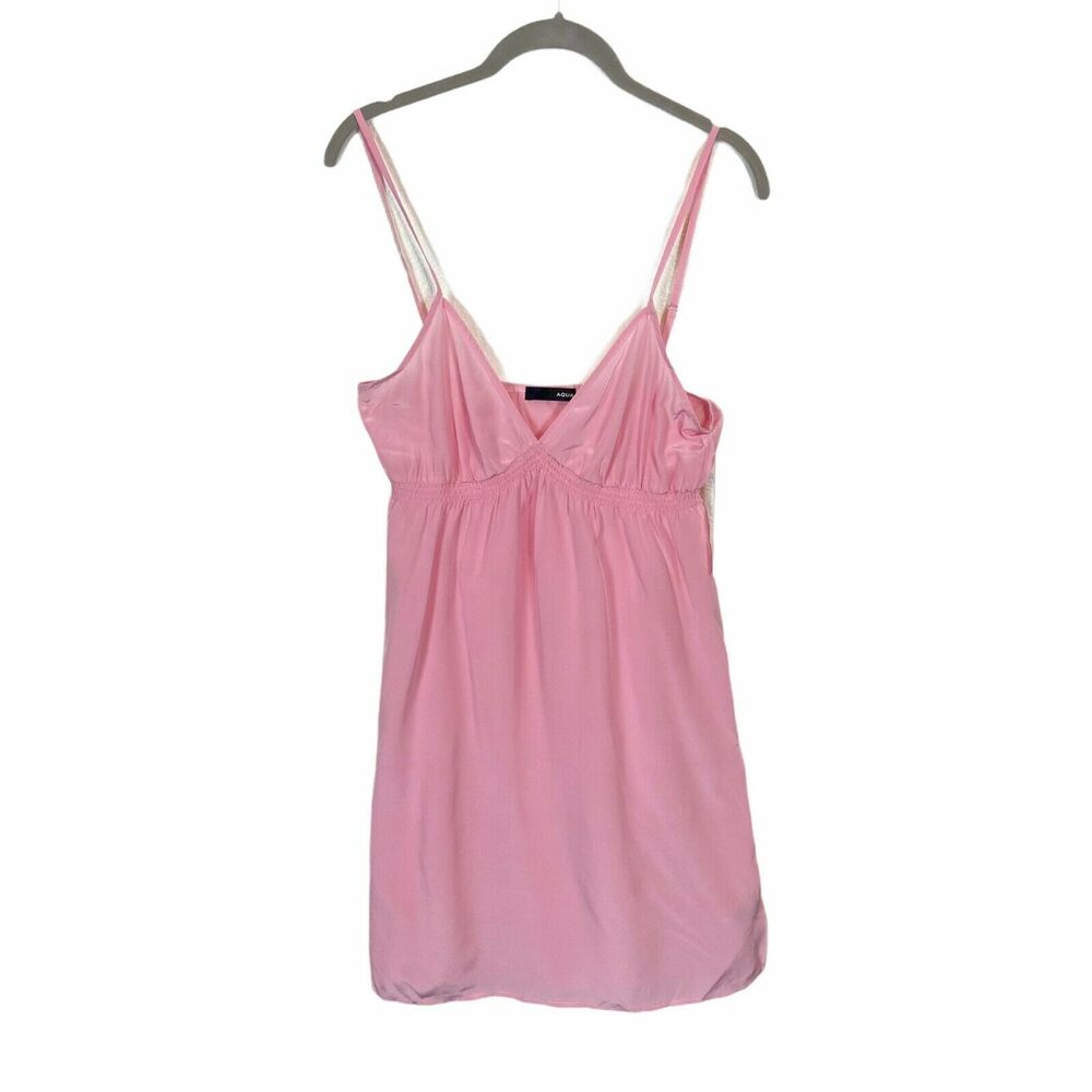 Aqua Womens Pink Silk Sexy Sheer Slip Dress Medium NWT